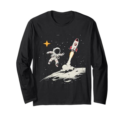 Weltraum Rakete und Astronaut Raumschiff Kinder Langarmshirt Weltraum Rakete und Astronaut Raumschiff Kinder Langarmshirt von Weltraum und kosmische Sterne Outfits für Kinder