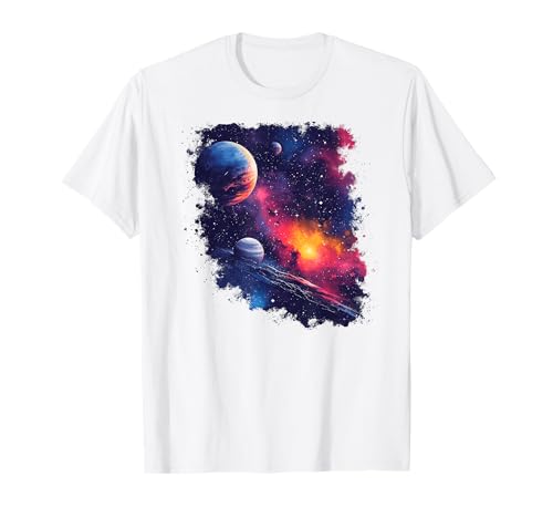 Weltraumforschung und Astronomie Damen Universum T-Shirt mit Planeten und Galaxie, Weiß, S, Kurzarm, Klassisch, Pull-On, Polyester 100% Weltraumforschung und Astronomie Damen Universum T-Shirt mit Planeten und Galaxie, Weiß, S, Kurzarm, Klassisch, Pull-On, Polyester 100% von Weltraumforschung und Astronomie