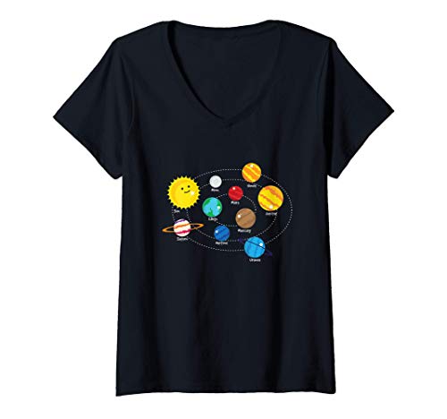 Damen Sonnensystem Weltraumastronomie Galaxie Planet Geschenk T-Shirt mit V-Ausschnitt Damen Sonnensystem Weltraumastronomie Galaxie Planet Geschenk T-Shirt mit V-Ausschnitt von Weltraumwissenschaft Life Apparel