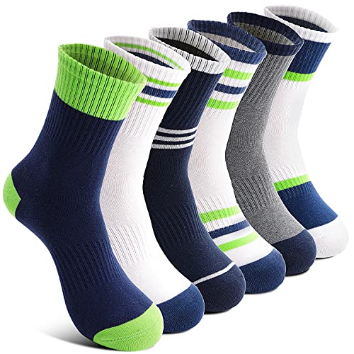 Welwoos Kinder Jungen Socken Sportsocken Atmungsaktiv Laufsocken Kompressions Baumwolle Geschenke Kindersocken 6 Paare Socken Kinder Jungle 35 34 33 32 31 30 29 28 27 26(Grün Weiß, 3-5 Jahre) von Welwoos