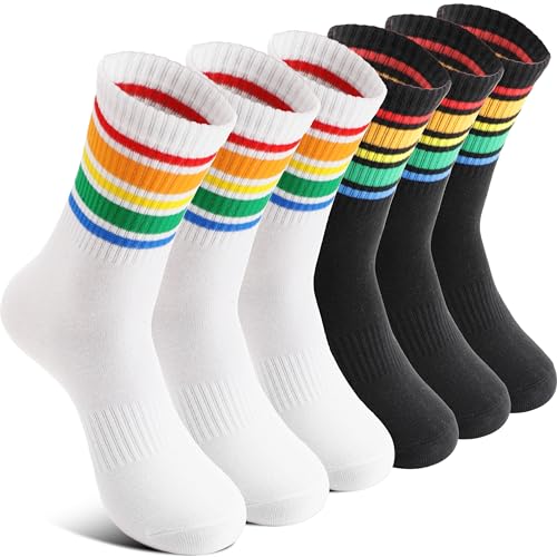 Welwoos Kinder Jungen Socken Sportsocken Atmungsaktiv Laufsocken Kompressions Baumwolle Geschenke Kindersocken 6 Paare Socken Kinder Jungle(Schwarz Weiß,26-28) von Welwoos