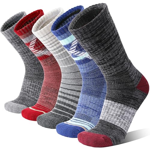 Welwoos Merino Wandersocken für Herren Damen Warme Thermosocken Outdoor Merinowolle Socken Dick Warmesocken Wintersocken Trekking Sportsocken 5 Paar (Gemischt, 42-46) von Welwoos