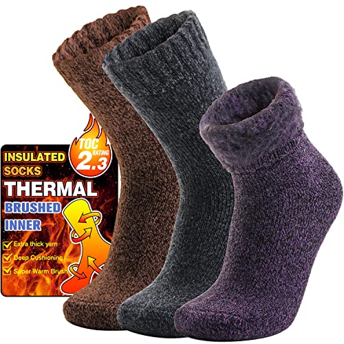 Welwoos Thermosocken Warme Wintersocken Dicke Kuschelsocken Skisocken Arbeitssocken Outdoorsocken Weihnachtssocken Damen Herren Socken Geschenke Weihnachten Winter Christmas Socks(Braun,L) von Welwoos