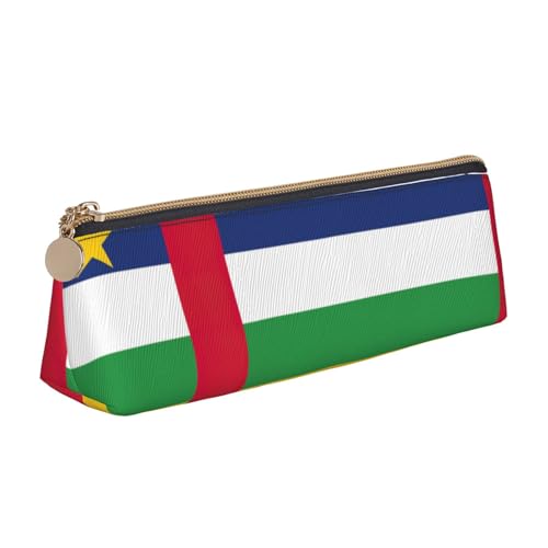 Die dreieckige Leder-Schreibwaren-Aufbewahrungstasche mit zentralafrikanischer Flagge und Urlaubsutensilien sind unverzichtbare Reiseartikel, weiß, Einheitsgröße, Kosmetiktasche von WenDang