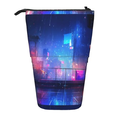 Dreamlike Cool Music Vertical Retractable Pencil Case Makeup Bag Wallet Storage Bag for Pens Pencils and Small Items, Schwarz , Einheitsgröße, Kosmetiktasche von WenDang
