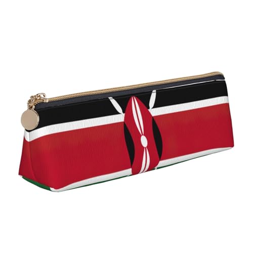 Dreieckige Leder-Schreibwaren-Aufbewahrungstasche mit Flagge von Kenia und Urlaubsutensilien sind unverzichtbare Reiseartikel, weiß, Einheitsgröße, Kosmetiktasche von WenDang