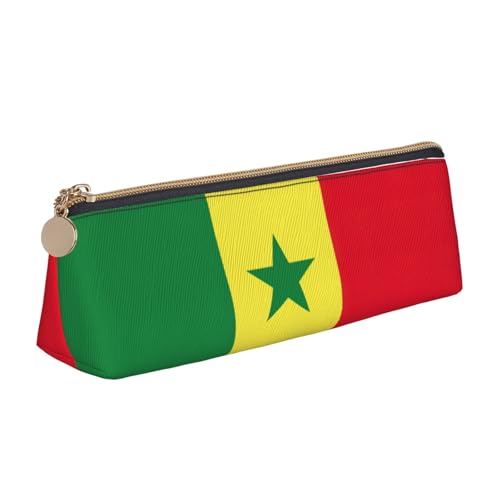 Dreieckige Leder-Schreibwaren-Aufbewahrungstasche mit Flagge von Senegal und Urlaubsutensilien sind unverzichtbare Reiseartikel, weiß, Einheitsgröße, Kosmetiktasche von WenDang