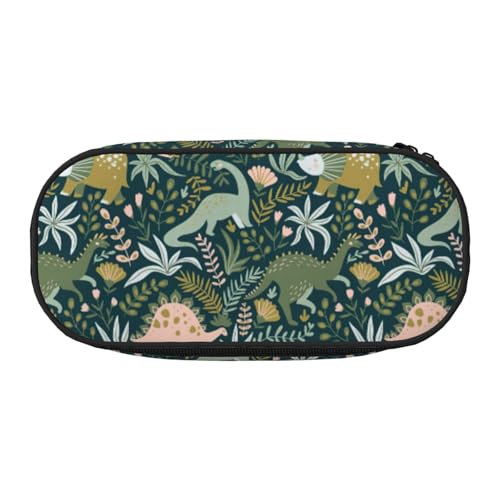 Federmäppchen mit niedlichem Dinosaurier-Druck, kompaktes Design für Bleistifte, kleine Gegenstände, Doppelkopf-Reißverschluss, Schwarz , Einheitsgröße, Kosmetiktasche von WenDang