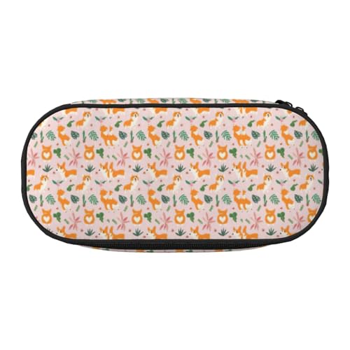 Kleine Größe Corgi Print Uni Federmäppchen - Kompaktes Design für Bleistifte und kleine Gegenstände - Doppelkopf-Reißverschluss, Schwarz , Einheitsgröße, Kosmetiktasche von WenDang