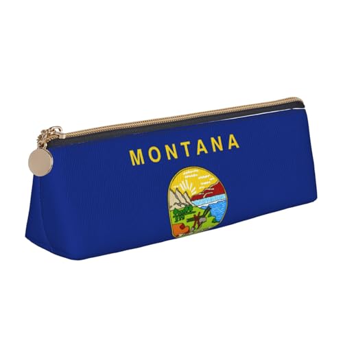 Montana-Flagge, dreieckige Leder-Schreibwaren-Aufbewahrungstasche und Aufbewahrungsbeutel für den Urlaub sind unverzichtbare Reiseartikel, weiß, Einheitsgröße, Kosmetiktasche von WenDang