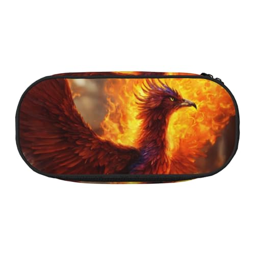 Phoenix Print Uni Federmäppchen Tasche - Kompaktes Design für Bleistifte Kleinigkeiten - Doppelkopf-Reißverschluss, Schwarz , Einheitsgröße, Kosmetiktasche von WenDang
