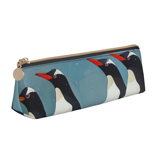 Pinguin-Dreieck-Leder-Schreibwaren-Aufbewahrungstasche und Urlaubs-Schreibwaren-Aufbewahrung sind unverzichtbare Reiseartikel, weiß, Einheitsgröße, Kosmetiktasche von WenDang