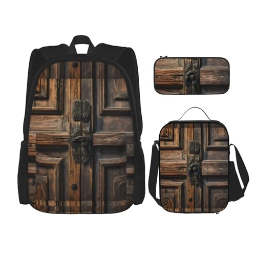 Rustikale Schultertasche mit doppelter Holztür und Federmäppchen, geeignet für Shopping, Outdoor-Sport von WenDang