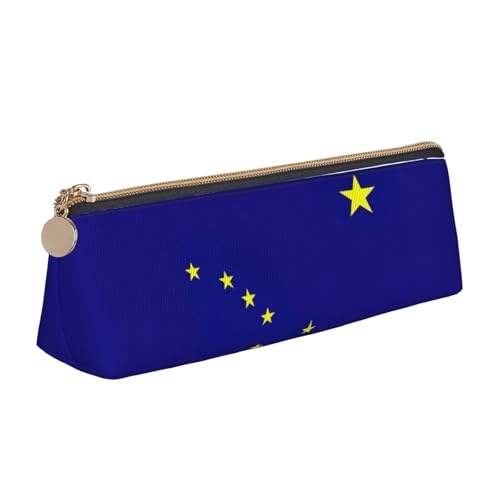 WenDang Alaska State Flag Triangle Leder Schreibwaren Aufbewahrungstasche und Urlaub Schreibwaren Aufbewahrung sind unverzichtbare Reiseartikel, weiß, Einheitsgröße, Kosmetiktasche von WenDang