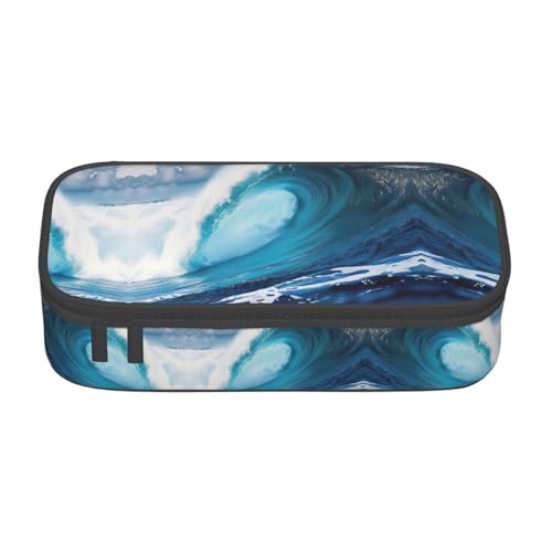 WenDang Big Ocean Wave HD Multifunktionale Schreibwarentasche, geeignet für Reisen, Bürobedarf, Make-up und Schreibtischorganisation, Schwarz , Einheitsgröße, Kosmetikkoffer von WenDang