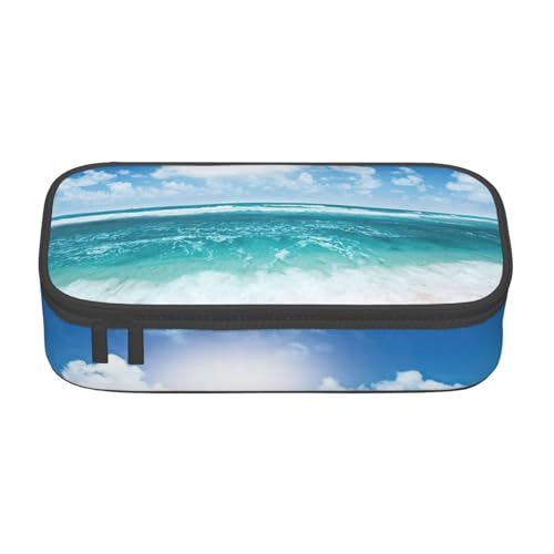 WenDang Blue Sky Multifunktionale Schreibwarentasche, tropische Meereslandschaft, geeignet für Reisen, Bürobedarf, Make-up und Schreibtischorganisation von WenDang