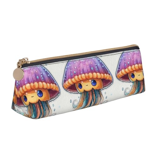 WenDang Bunte Quallen-Dreieck-Leder-Schreibwaren-Aufbewahrungstasche und Urlaubsutensilien sind unverzichtbare Reiseartikel, weiß, Einheitsgröße, Kosmetiktasche von WenDang