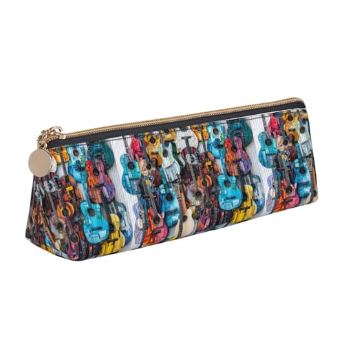 WenDang Die dreieckige Aufbewahrungstasche aus Leder für Akustik- und Gitarren und die Aufbewahrung von Schreibwaren sind unverzichtbare Reiseartikel, weiß, Einheitsgröße, Kosmetiktasche von WenDang