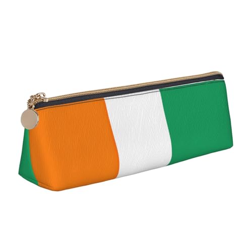 WenDang Die dreieckige Leder-Aufbewahrungstasche mit Flagge der Elfenbeinküste und die Aufbewahrung von Schreibwaren sind unverzichtbare Reiseartikel, weiß, Einheitsgröße, Kosmetiktasche von WenDang