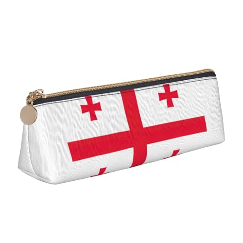 WenDang Die dreieckige Leder-Aufbewahrungstasche mit Flagge von Georgia und die Aufbewahrung von Schreibwaren sind unverzichtbare Reiseartikel, weiß, Einheitsgröße, Kosmetiktasche von WenDang