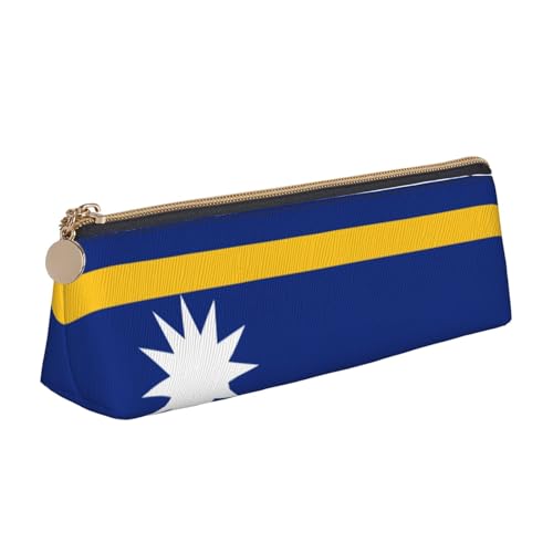 WenDang Die dreieckige Leder-Aufbewahrungstasche mit Flagge von Nauru und die Aufbewahrung von Schreibwaren sind unverzichtbare Reiseartikel, weiß, Einheitsgröße, Kosmetiktasche von WenDang