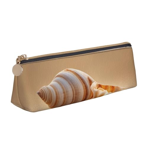 WenDang Die dreieckige Leder-Aufbewahrungstasche mit Muschellandschaft am Strand und die Aufbewahrung von Schreibwaren sind unverzichtbare Reiseartikel, weiß, Einheitsgröße, Kosmetiktasche von WenDang