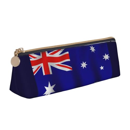 WenDang Die dreieckige Leder-Schreibwaren-Aufbewahrungstasche mit australischer Flagge und Urlaubsutensilien sind unverzichtbare Reiseartikel, weiß, Einheitsgröße, Kosmetiktasche von WenDang
