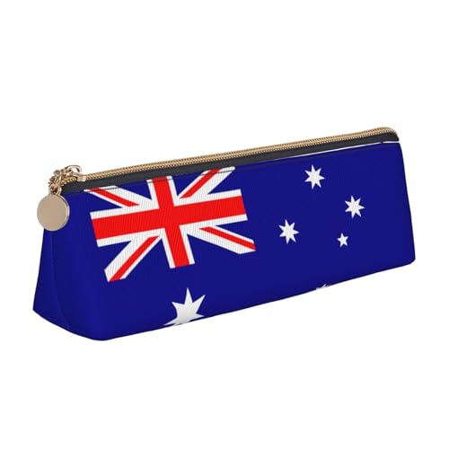 WenDang Die dreieckige Leder-Schreibwaren-Aufbewahrungstasche mit australischer Flagge und Urlaubsutensilien sind unverzichtbare Reiseartikel, weiß, Einheitsgröße, Kosmetiktasche von WenDang