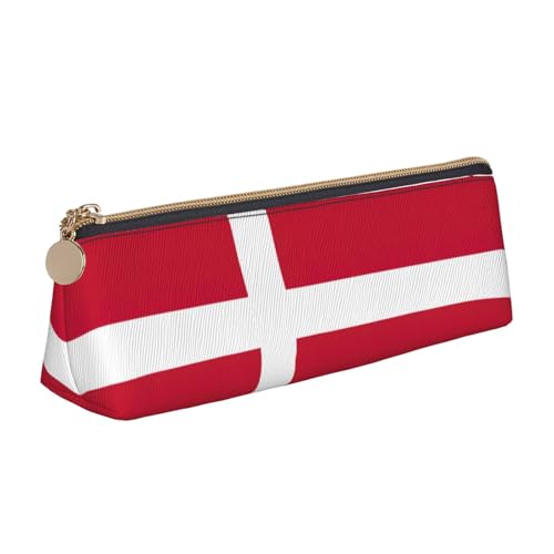 WenDang Die dreieckige Leder-Schreibwaren-Aufbewahrungstasche mit dänischer Flagge und Urlaubsutensilien sind unverzichtbare Reiseartikel, weiß, Einheitsgröße, Kosmetiktasche von WenDang