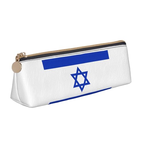 WenDang Die dreieckige Leder-Schreibwaren-Aufbewahrungstasche mit israelischer Flagge und Urlaubsutensilien sind unverzichtbare Reiseartikel, weiß, Einheitsgröße, Kosmetiktasche von WenDang