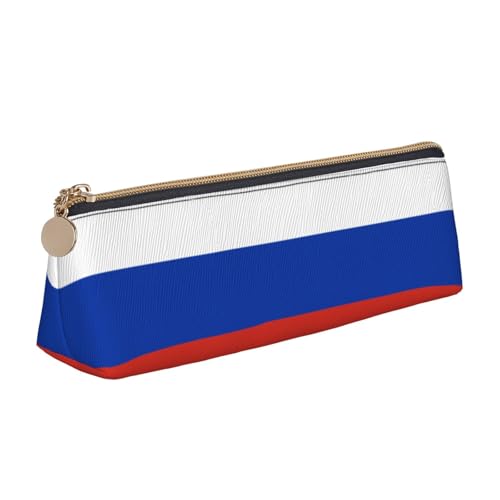 WenDang Die dreieckige Leder-Schreibwaren-Aufbewahrungstasche mit russischer Flagge und Urlaubsutensilien sind unverzichtbare Reiseartikel, weiß, Einheitsgröße, Kosmetiktasche von WenDang
