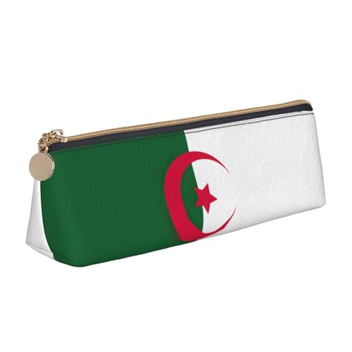 WenDang Dreieckige Leder-Schreibwaren-Aufbewahrungstasche mit Flagge von Algerien und Urlaubsutensilien sind unverzichtbare Reiseartikel, weiß, Einheitsgröße, Kosmetiktasche von WenDang