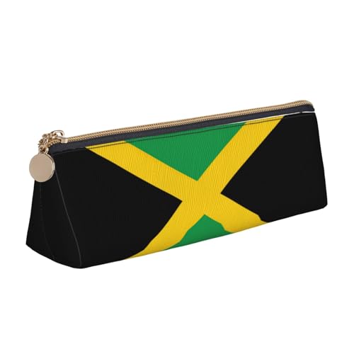 WenDang Dreieckige Leder-Schreibwaren-Aufbewahrungstasche mit Flagge von Jamaika und Urlaubsutensilien sind unverzichtbare Reiseartikel, weiß, Einheitsgröße, Kosmetiktasche von WenDang