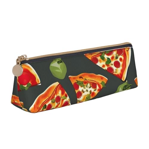 WenDang Dreieckige Leder-Schreibwaren-Aufbewahrungstasche mit Pizza-Muster und Urlaubsutensilien sind unverzichtbare Reiseartikel, weiß, Einheitsgröße, Kosmetiktasche von WenDang