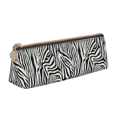 WenDang Dreieckige Leder-Schreibwaren-Aufbewahrungstasche mit Zebramuster und Urlaubsutensilien sind unverzichtbare Reiseartikel, weiß, Einheitsgröße, Kosmetiktasche von WenDang
