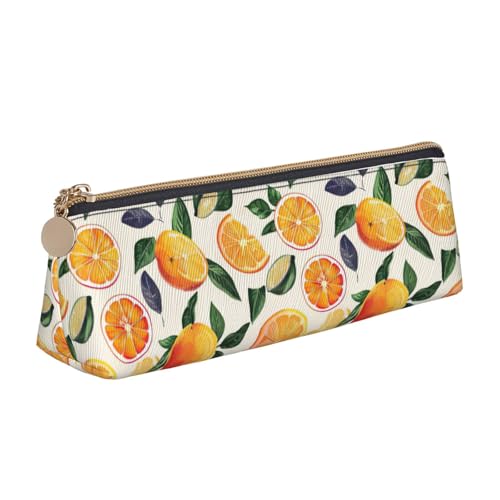 WenDang Dreieckige Leder-Schreibwaren-Aufbewahrungstasche mit Zitrusfruchtmuster und Urlaubsartikel-Aufbewahrung sind unverzichtbare Reiseartikel, weiß, Einheitsgröße, Kosmetiktasche von WenDang