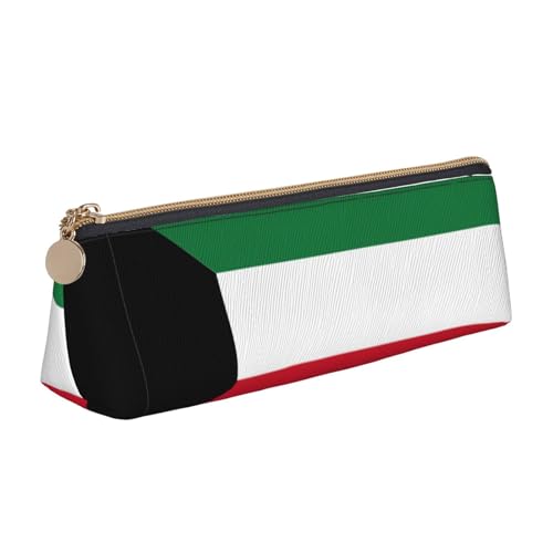 WenDang Dreieckige Leder-Schreibwaren-Aufbewahrungstasche mit kuwaitischer Flagge und Urlaubsutensilien sind unverzichtbare Reiseartikel, weiß, Einheitsgröße, Kosmetiktasche von WenDang