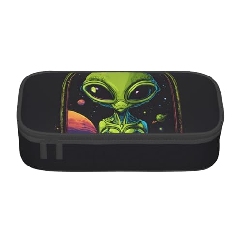 WenDang Green Alien Multifunktionale Schreibwarentasche, geeignet für Reisen, Bürobedarf, Make-up und Schreibtisch-Organisation, Schwarz , Einheitsgröße, Kosmetikkoffer von WenDang