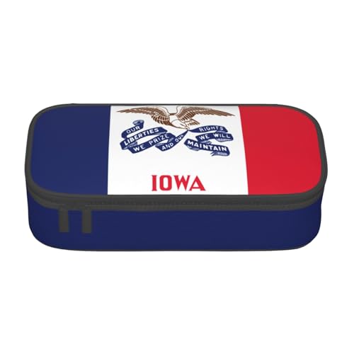 WenDang Iowa Multifunktionale Schreibwarentasche mit Staatsflagge, geeignet für Reisen, Bürobedarf, Make-up und Schreibtischorganisation, Schwarz , Einheitsgröße, Kosmetikkoffer von WenDang