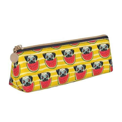 WenDang Lustige französische Bullfighting Wassermelone Dreieck Leder Schreibwaren Aufbewahrungstasche und Urlaub Schreibwaren Aufbewahrung sind unverzichtbare Reiseartikel, weiß, Einheitsgröße von WenDang