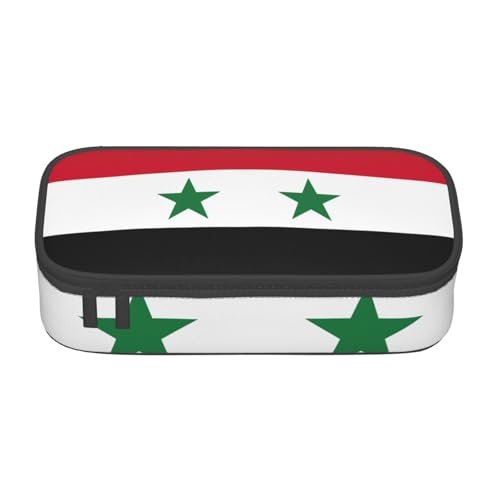 WenDang Multifunktionale Schreibwarentasche, Motiv: Flagge der Syrien, Arabischen Republik, geeignet für Reisen, Bürobedarf, Make-up und Schreibtischorganisation, Schwarz , Einheitsgröße von WenDang
