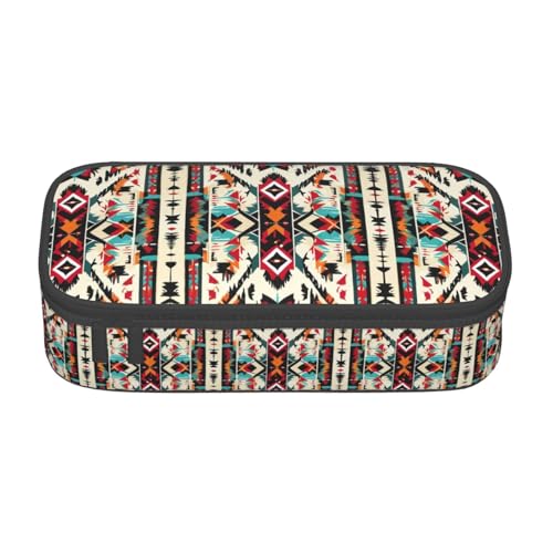 WenDang Multifunktionale Schreibwarentasche mit Indianer-Muster, geeignet für Reisen, Bürobedarf, Make-up und Schreibtisch-Organisation, Schwarz , Einheitsgröße, Kosmetikkoffer von WenDang