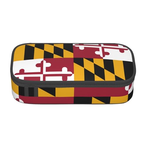 WenDang Multifunktionale Schreibwarentasche mit Maryland-Staatsflagge, geeignet für Reisen, Bürobedarf, Make-up und Schreibtischorganisation, Schwarz , Einheitsgröße, Kosmetikkoffer von WenDang