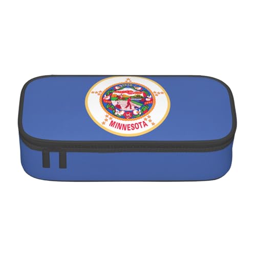 WenDang Multifunktionale Schreibwarentasche mit Minnesota-Flagge, geeignet für Reisen, Bürobedarf, Make-up und Schreibtischorganisation, Schwarz , Einheitsgröße, Kosmetikkoffer von WenDang