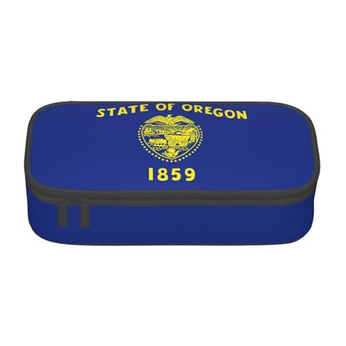 WenDang Multifunktionale Schreibwarentasche mit Oregon-Flagge, geeignet für Reisen, Bürobedarf, Make-up und Schreibtisch-Organisation, Schwarz , Einheitsgröße, Kosmetikkoffer von WenDang