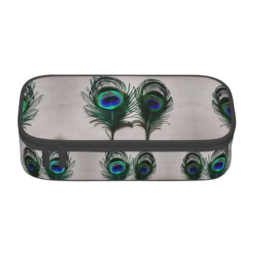 WenDang Multifunktionale Schreibwarentasche mit Pfauenfedern, geeignet für Reisen, Bürobedarf, Make-up und Schreibtisch-Organisation, Schwarz , Einheitsgröße, Kosmetikkoffer von WenDang