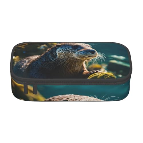 WenDang Multifunktionale Schreibwarentasche mit Tiermotiven, braun, geeignet für Reisen, Bürobedarf, Make-up und Schreibtisch-Organisation von WenDang