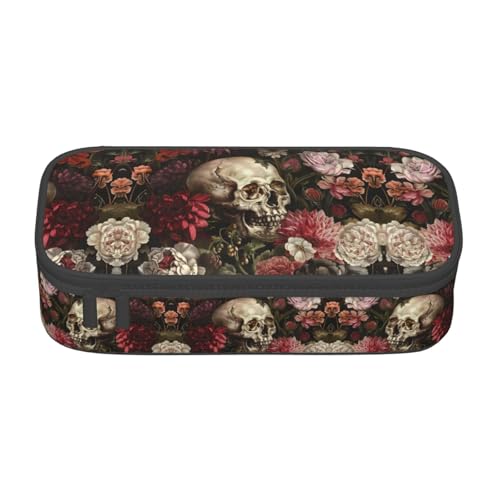 WenDang Multifunktionale Schreibwarentasche mit Totenkopf-Motiv, geeignet für Reisen, Bürobedarf, Make-up und Schreibtisch-Organisation, Schwarz , Einheitsgröße, Kosmetikkoffer von WenDang