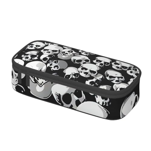 WenDang Multifunktionale Schreibwarentasche mit Totenkopf-Motiv, geeignet für Reisen, Bürobedarf, Make-up und Schreibtisch-Organisation von WenDang