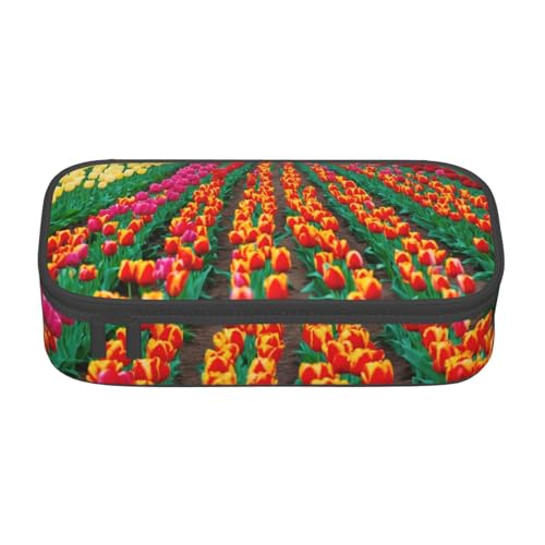 WenDang Multifunktionale Schreibwarentasche mit bunten Tulpen, geeignet für Reisen, Bürobedarf, Make-up und Schreibtisch-Organisation von WenDang